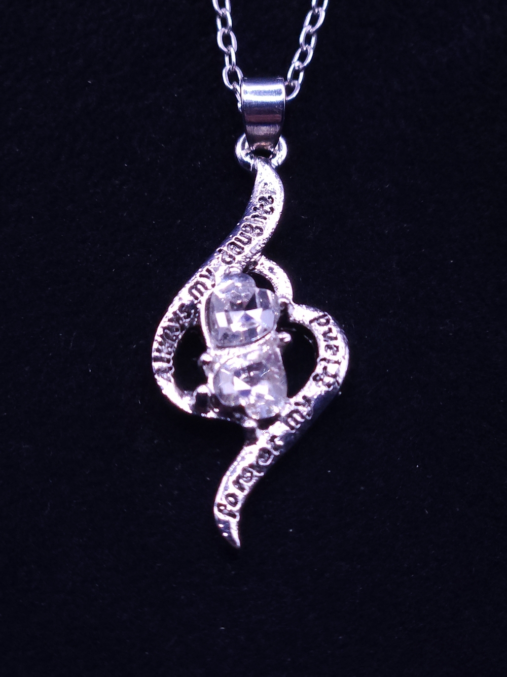 Always My Daughter Forever My Friend" double love heart pendant Necklace